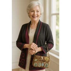 Beaded Embellished Evening‎ Bag Party Clutch Purse Unique Design